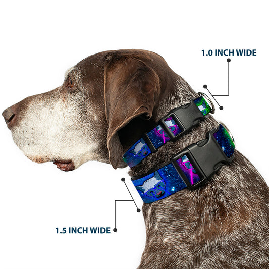 Plastic Clip Collar - Laser Eye Cats in Space - Plastic Clip Collars - Buckle - Down