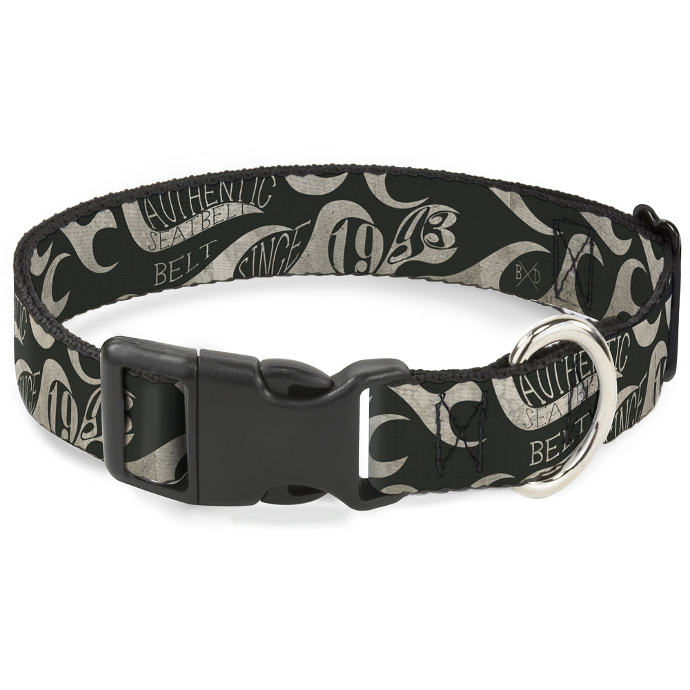 Dog Collar Plastic Clip Flames Olive Tan USA Made ๐