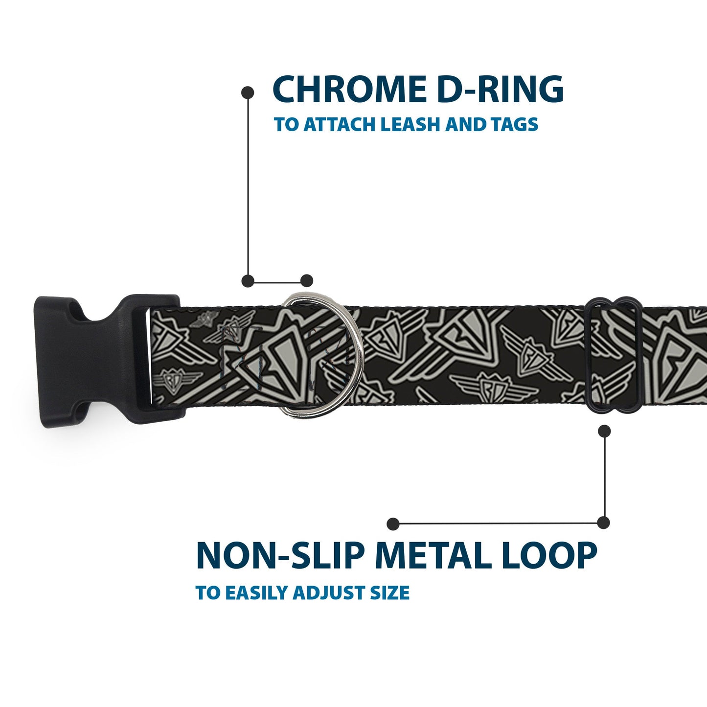 Plastic Clip Collar - BD Logo Scattered Black/Gray - Plastic Clip Collars - Buckle - Down