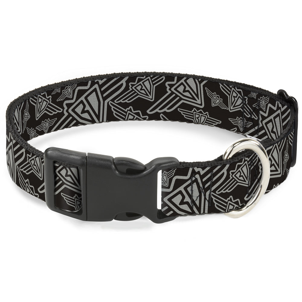 Dog Collar Plastic Clip BD Logo Black Gray USA Made ๐