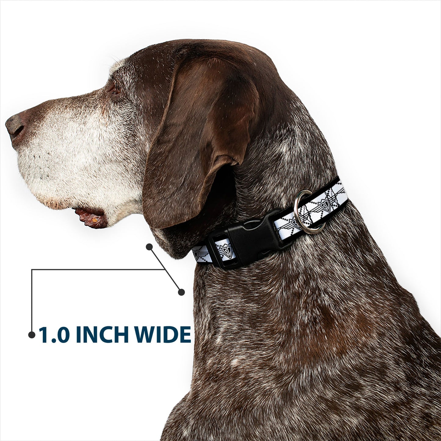 Plastic Clip Collar - BD Monogram2 White/Black - Plastic Clip Collars - Buckle - Down