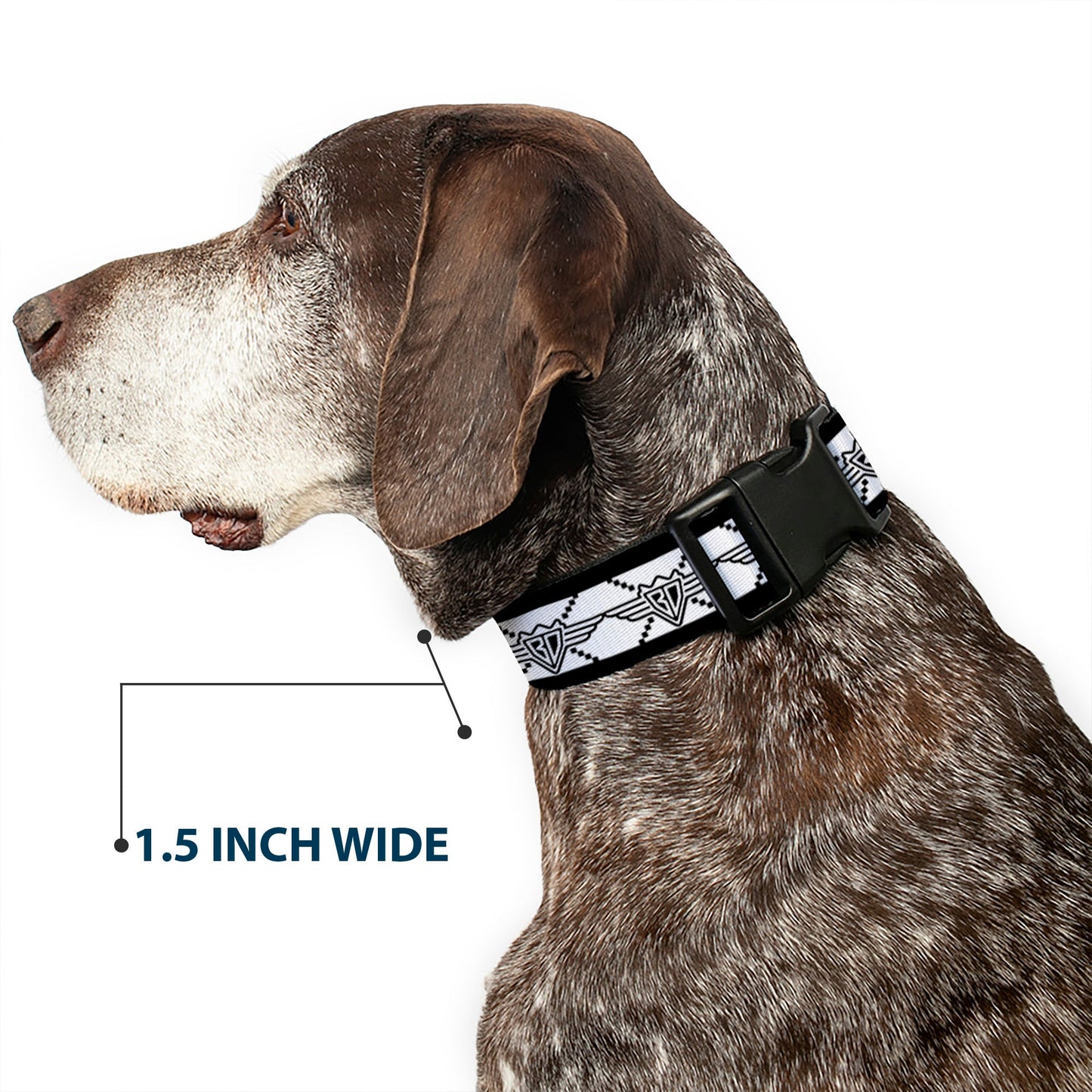 Plastic Clip Collar - BD Monogram2 White/Black - Plastic Clip Collars - Buckle - Down