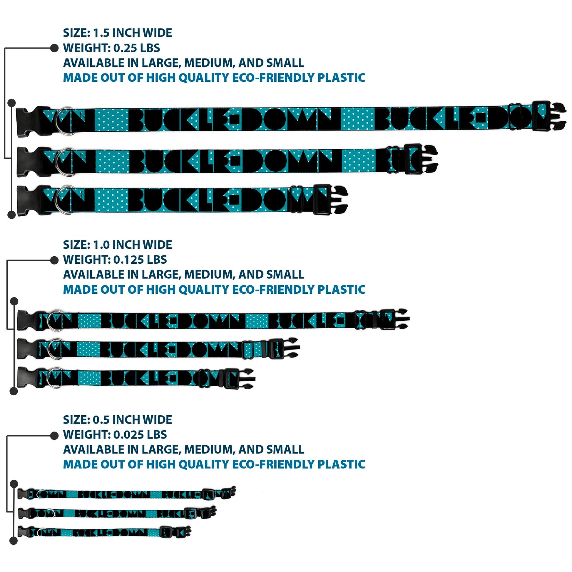 Plastic Clip Collar - BUCKLE - DOWN Shapes Dot Turquoise/White/Black - Plastic Clip Collars - Buckle - Down