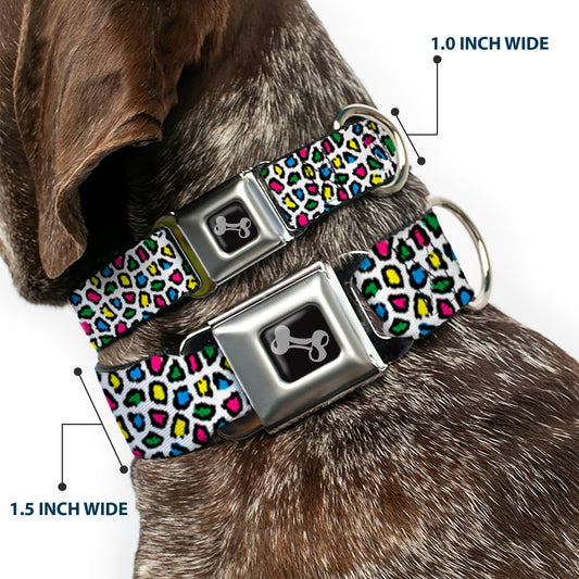 Dog Bone Seatbelt Buckle Collar - Leopard White/Multi Color - Seatbelt Buckle Collars - Buckle - Down