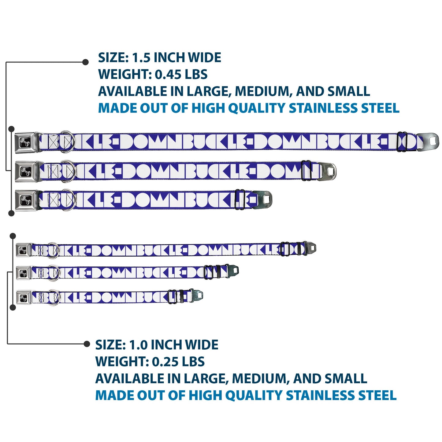 Dog Bone Seatbelt Buckle Collar - BUCKLE - DOWN Shapes Blue/White - Seatbelt Buckle Collars - Buckle - Down