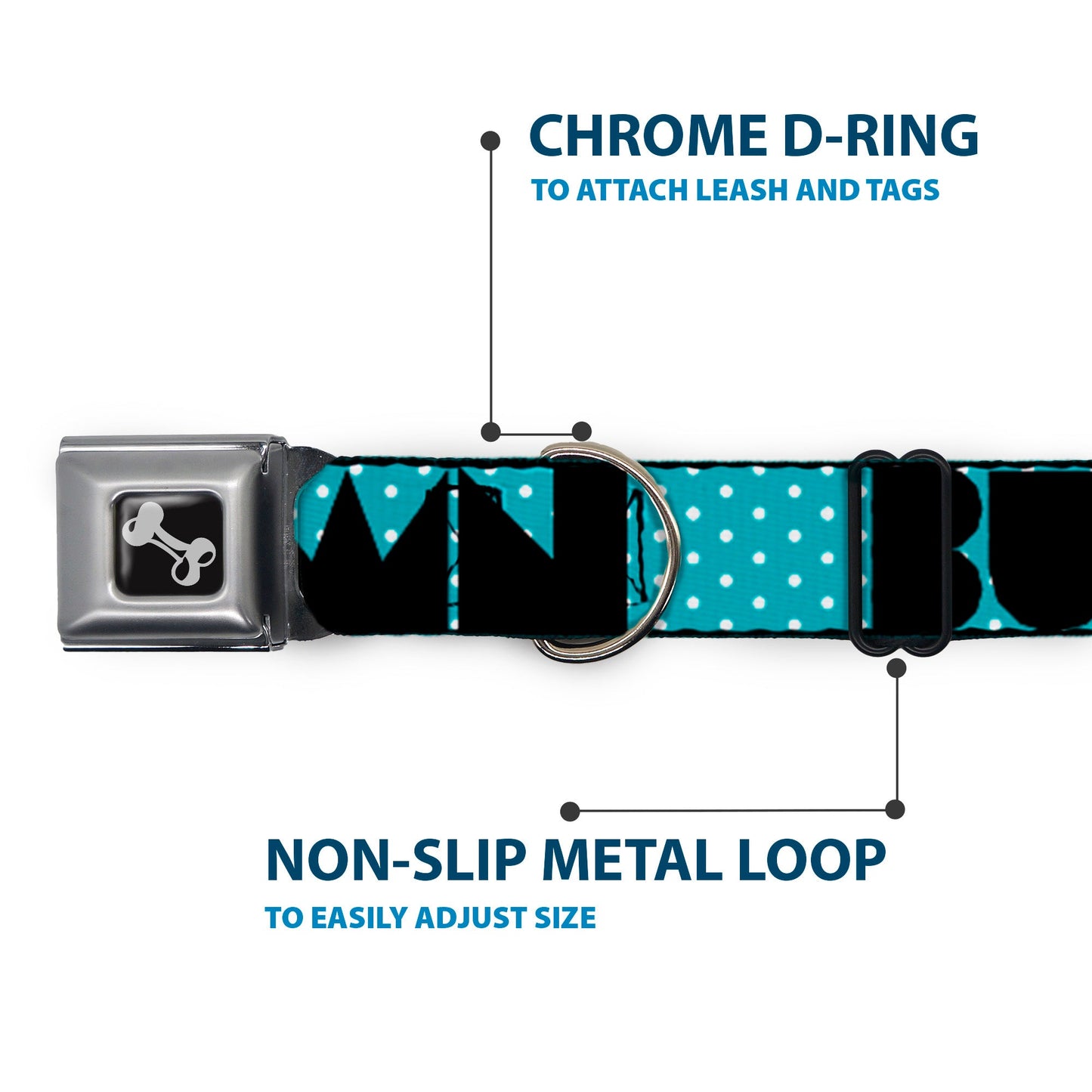 Dog Bone Seatbelt Buckle Collar - BUCKLE - DOWN Shapes Dot Turquoise/White/Black - Seatbelt Buckle Collars - Buckle - Down
