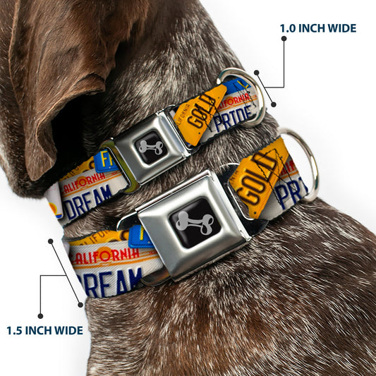Dog Bone Seatbelt Buckle Collar - Cali License Plates Stacked - Seatbelt Buckle Collars - Buckle - Down