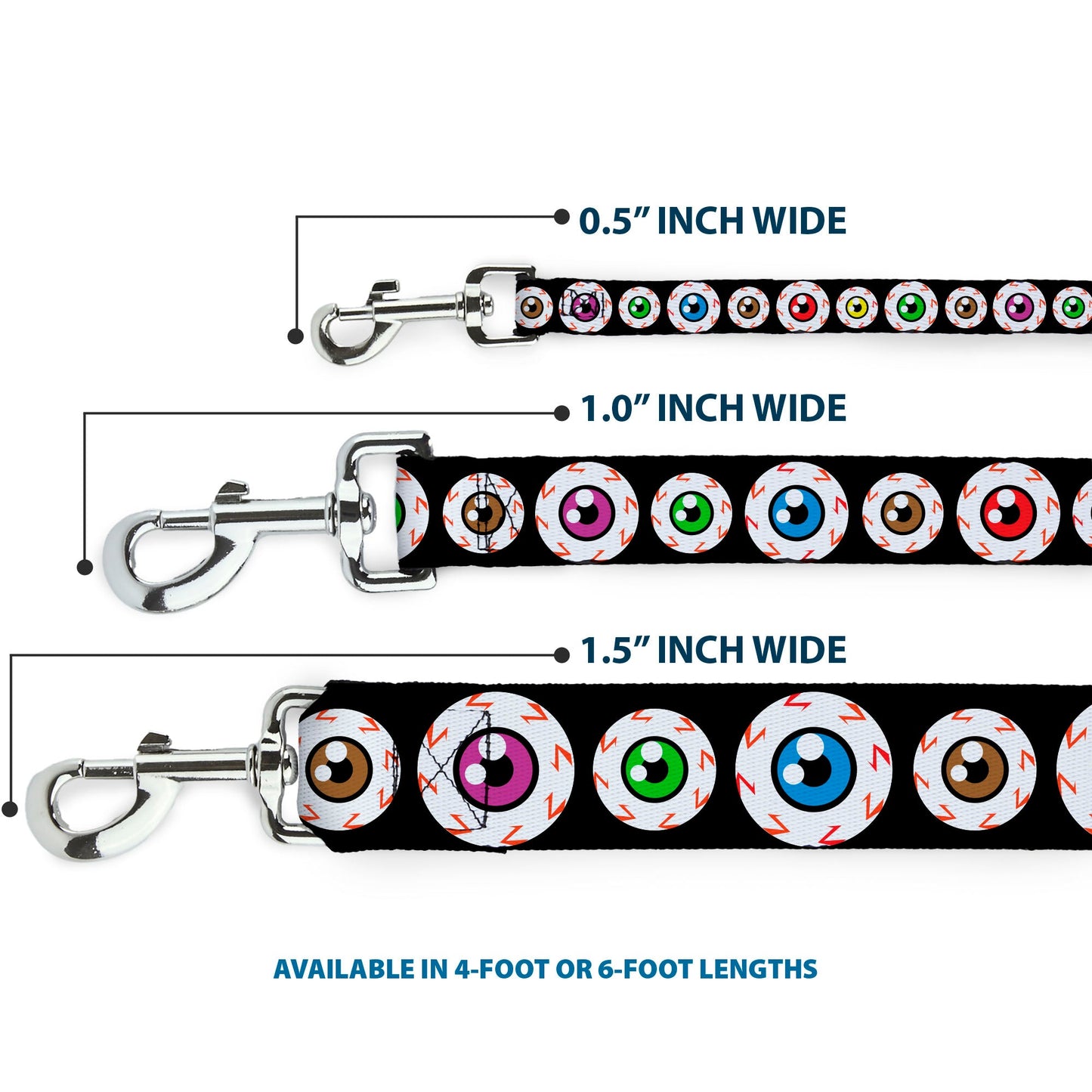 Dog Leash - Eyeballs Black/Multi Color - Dog Leashes - Buckle - Down