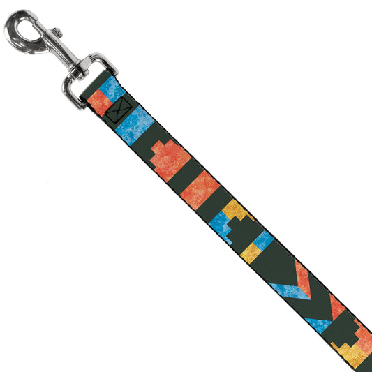 Dog Leash - Geometric8 Charcoal/Orange/Gold/Blue - Dog Leashes - Buckle - Down