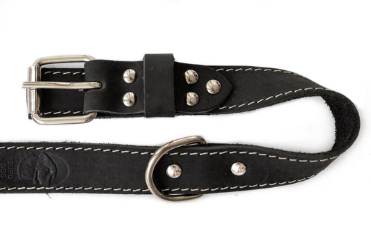 Dog Collar Traditional Black Leather Collar for Daily Use - detail product image for dog collar