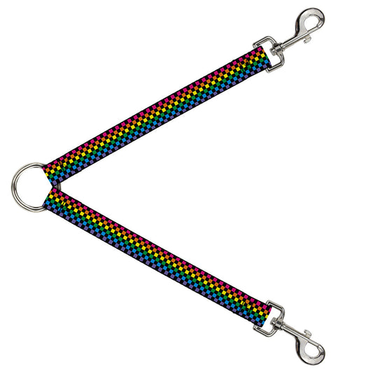Dog Leash Splitter - Checker Black/Neon Rainbow - Dog Leash Splitters - Buckle - Down