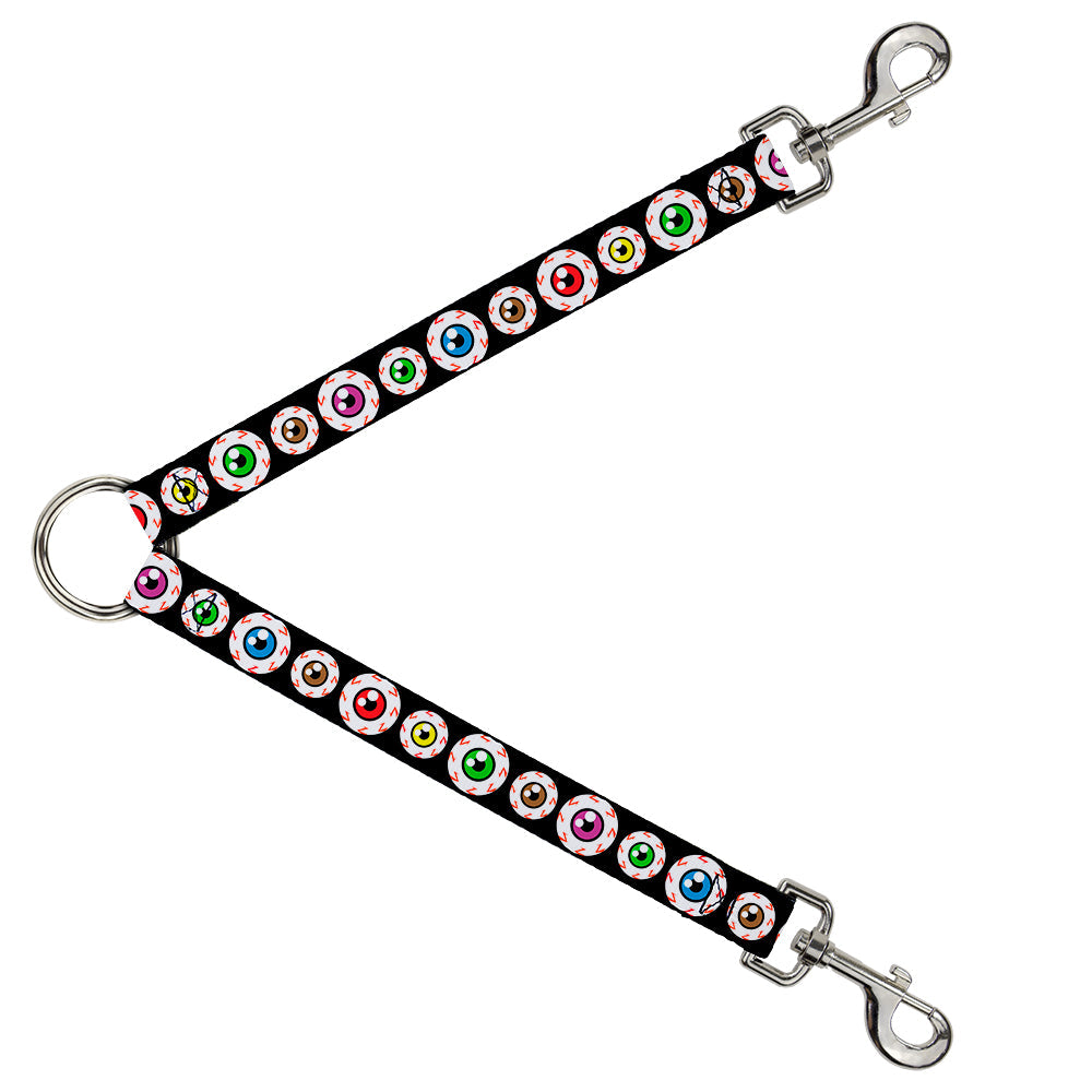 Dog Leash Splitter - Eyeballs Black/Multi Color - Dog Leash Splitters - Buckle - Down