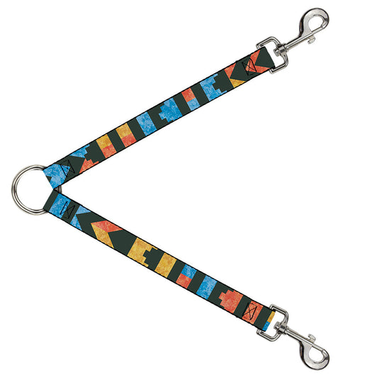 Dog Leash Splitter - Geometric8 Charcoal/Orange/Gold/Blue - Dog Leash Splitters - Buckle - Down