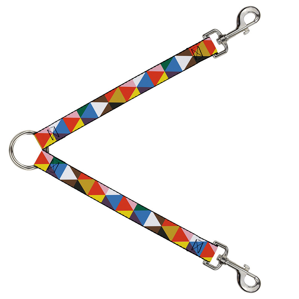 Dog Leash Splitter - Geometric Triangle Blocks Multi Color - Dog Leash Splitters - Buckle - Down