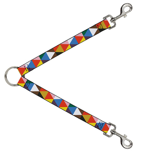 Dog Leash Splitter - Geometric Triangle Blocks Multi Color - Dog Leash Splitters - Buckle - Down