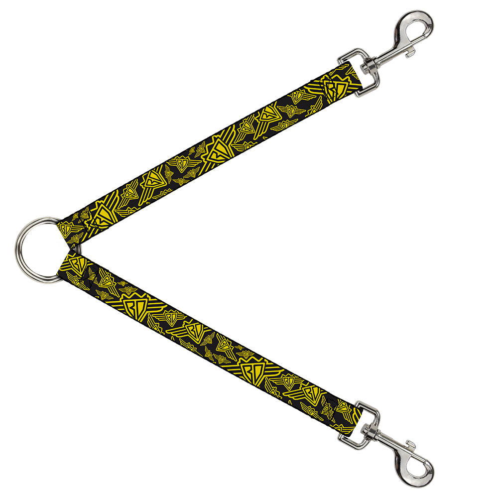Dog Leash Splitter - BD Logo Scattered Black/Yellow - Dog Leash Splitters - Buckle - Down