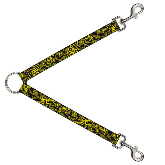 Dog Leash Splitter - BD Logo Scattered Black/Yellow - Dog Leash Splitters - Buckle - Down