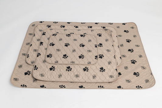 Light Brown Paw Print Pad/Mat, 2 - Pack - Pet Feeding Mats - EZwhelp