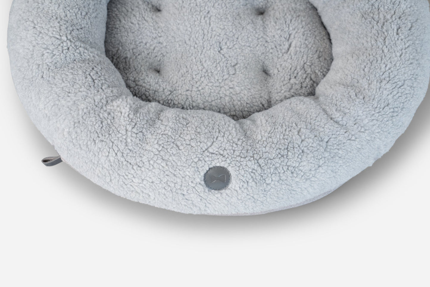 Calming Dog Bed Furry Gray Donut for Comfort, Support & Styl - luxury dog bed view 10 for comfort and support