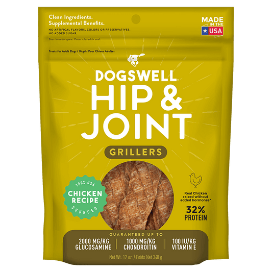 Dogswell Hip & Joint Grillers Treats, Chicken Recipe (12oz) - Dogswell Dog Treats - The Family Pet