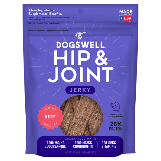 Dogswell Hip & Joint Jerky Treats, Beef (10oz) - Hip and Joint Treats - The Family Pet