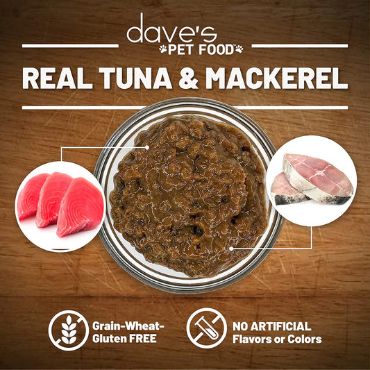 Dave's Naturally Healthy Grain Free Grilled Tuna & Mackerel Dinner In Gravy Wet Cat Food (5.5oz)