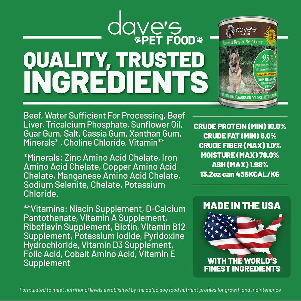 Dave's 95% Premium Meats™ Beef & Beef Liver For Dogs