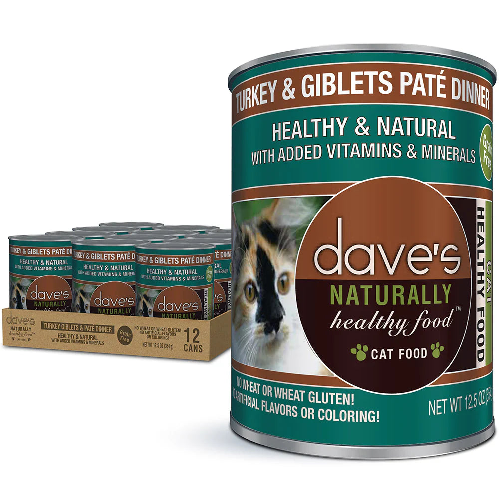 Wet Cat Food Turkey Giblets Pate 12.5 Oz Dave's Natural ✅