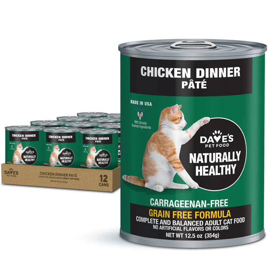 Dave's Naturally Healthy Chicken Dinner Paté Wet Cat Food (12.5oz) - Wet Cat Food - The Family Pet