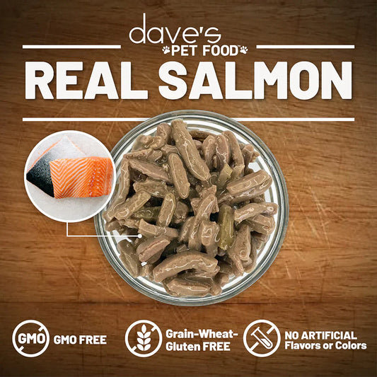Dave's Naturally Healthy Grain Free Shredded Salmon Dinner in Gravy Wet Cat Food (5.5oz) - Wet Cat Food - The Family Pet