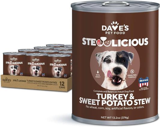 Dave's Stewlicious Turkey & Sweet Potato Cuts in Gravy For Dogs (13.2oz) - Wet Dog Food - The Family Pet