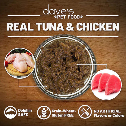 Daves Naturally Healthy Grain Free Tuna & Chicken Dinner in Gravy Wet Cat Food (5.5oz)