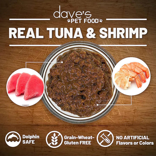 Daves Grain Free Tuna and Shrimp Wet Cat Food 5.5oz Can Pack