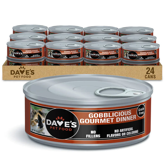 Dave's Naturally Healthy, Grain - Free Gobblicious Gourmet Paté Dinner Wet Cat Food (5.5oz) - Dave's Naturally Wet Cat Food - The Family Pet