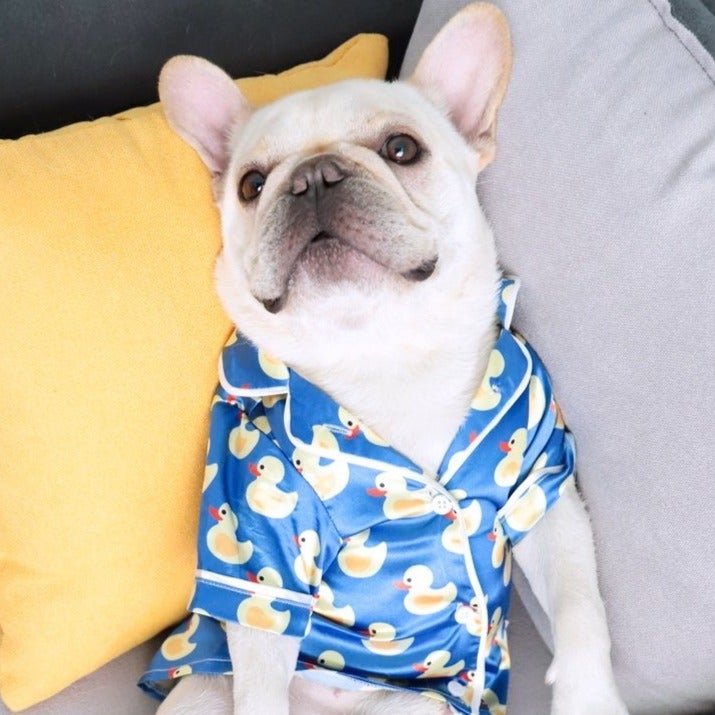 Silk Dog Pajamas Duck Print Soft Sleepwear 🦆