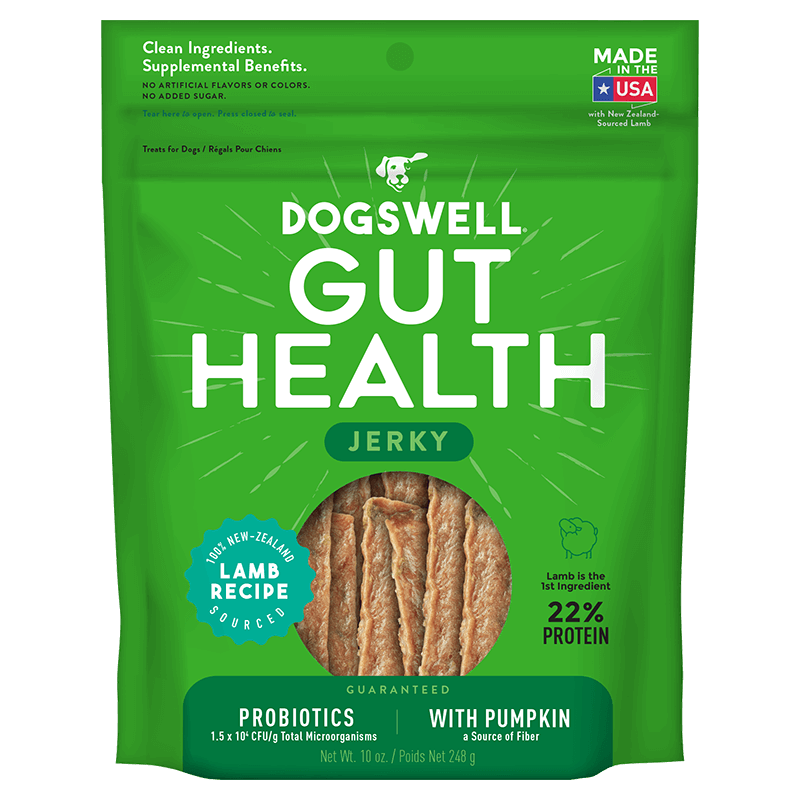 Dogswell Gut Health Jerky Treats, Lamb (10oz) - Dogswell Dog Treats - The Family Pet