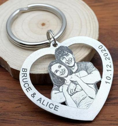 Family commemorative pet dog hang tag photo keychain couple photo titanium steel DIY necklace pendant customized