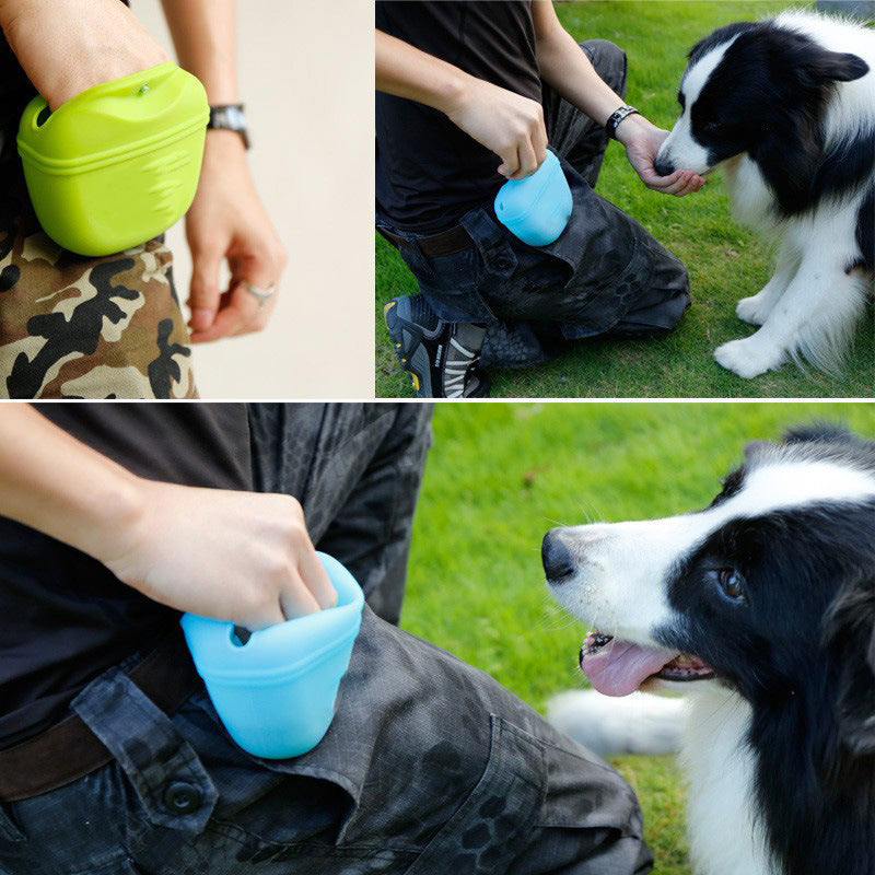 Silicone Pet Training Bag Dog Treat Bag Outdoor Training Snack Waist Bag - Purrfect Pet Kingdom
