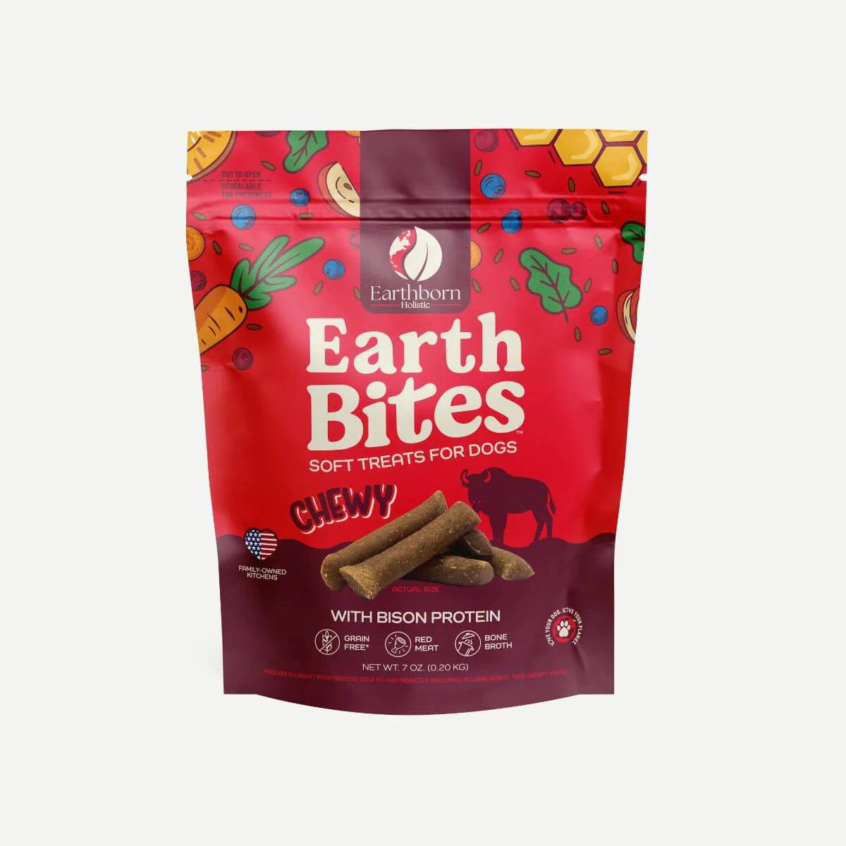 Dog Treats Soft Chewy - EarthBites Bison Grain Free 7oz 🦬