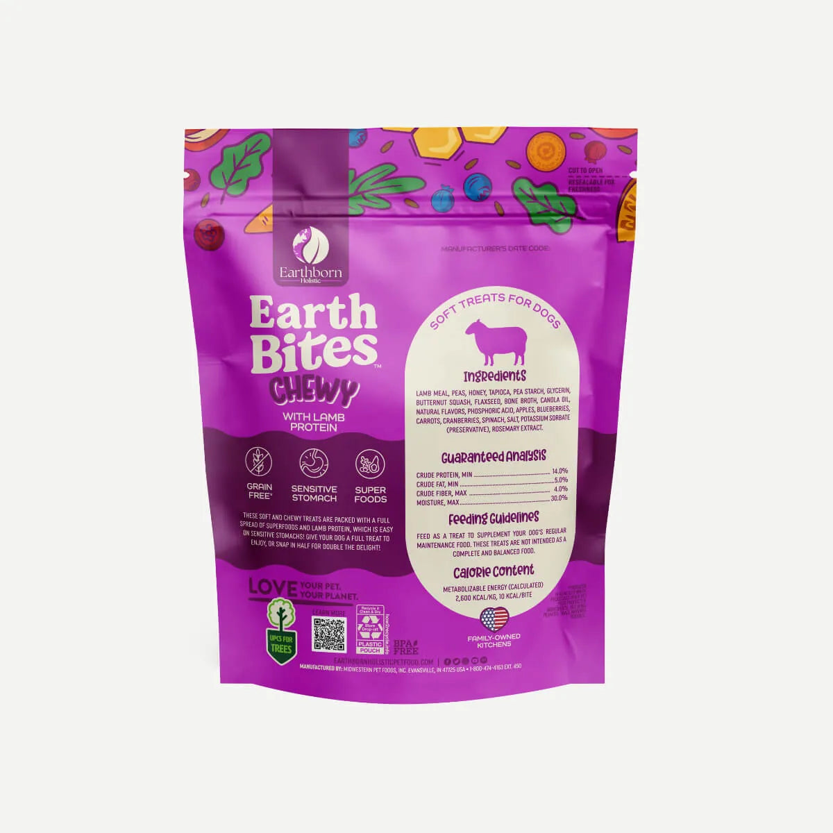 Dog Treats Soft Chewy Lamb Grain Free 7oz EarthBites ๐ฆด