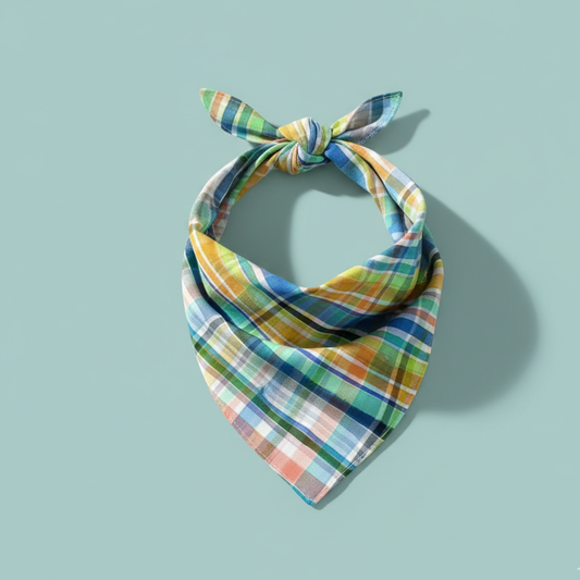 Spring Plaid Dog Bandana - detail view