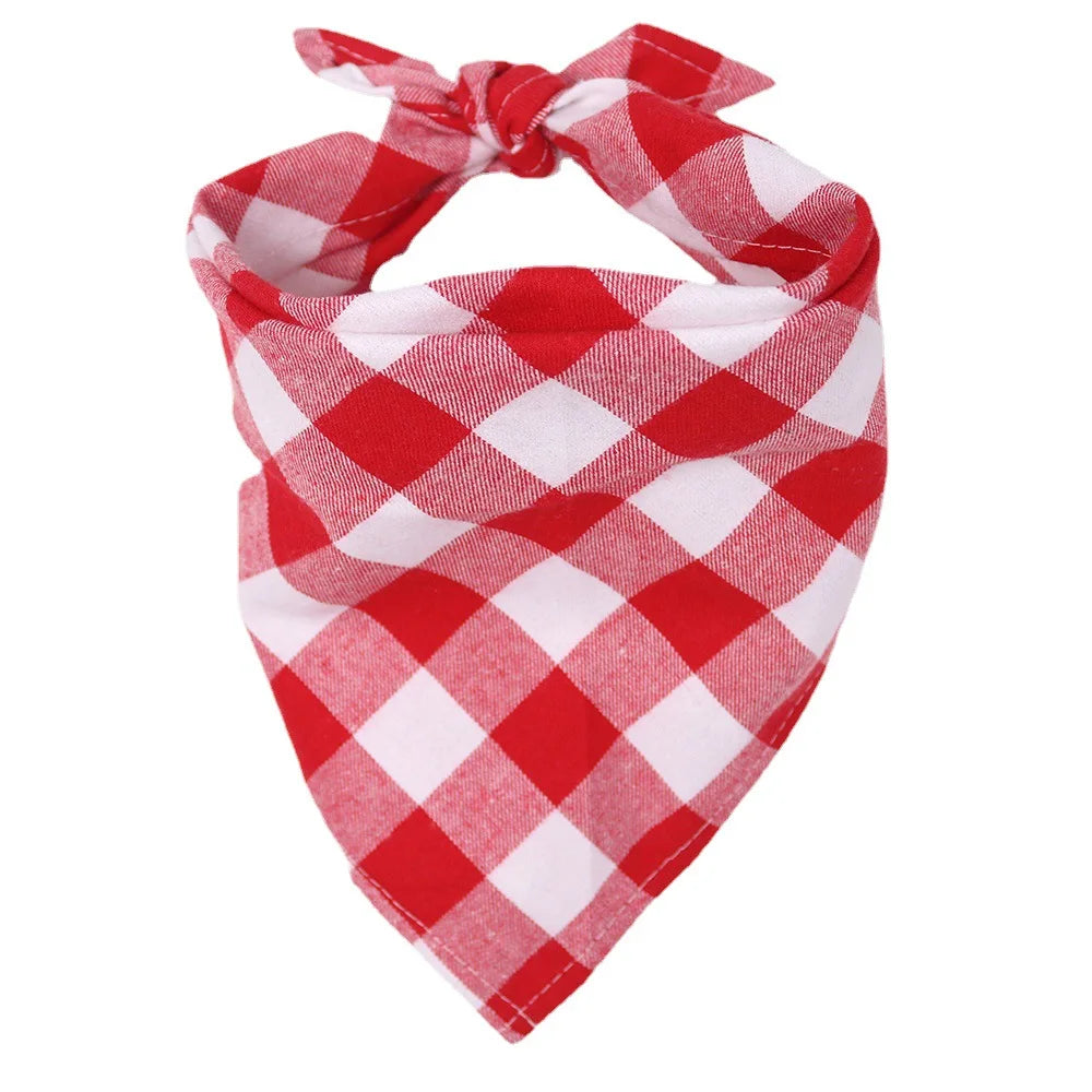 Dog Bandanas Large Cotton Plaid Washable Bow Tie