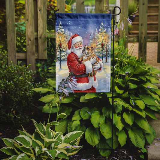 English Bulldog with Santa Claus Garden Flag