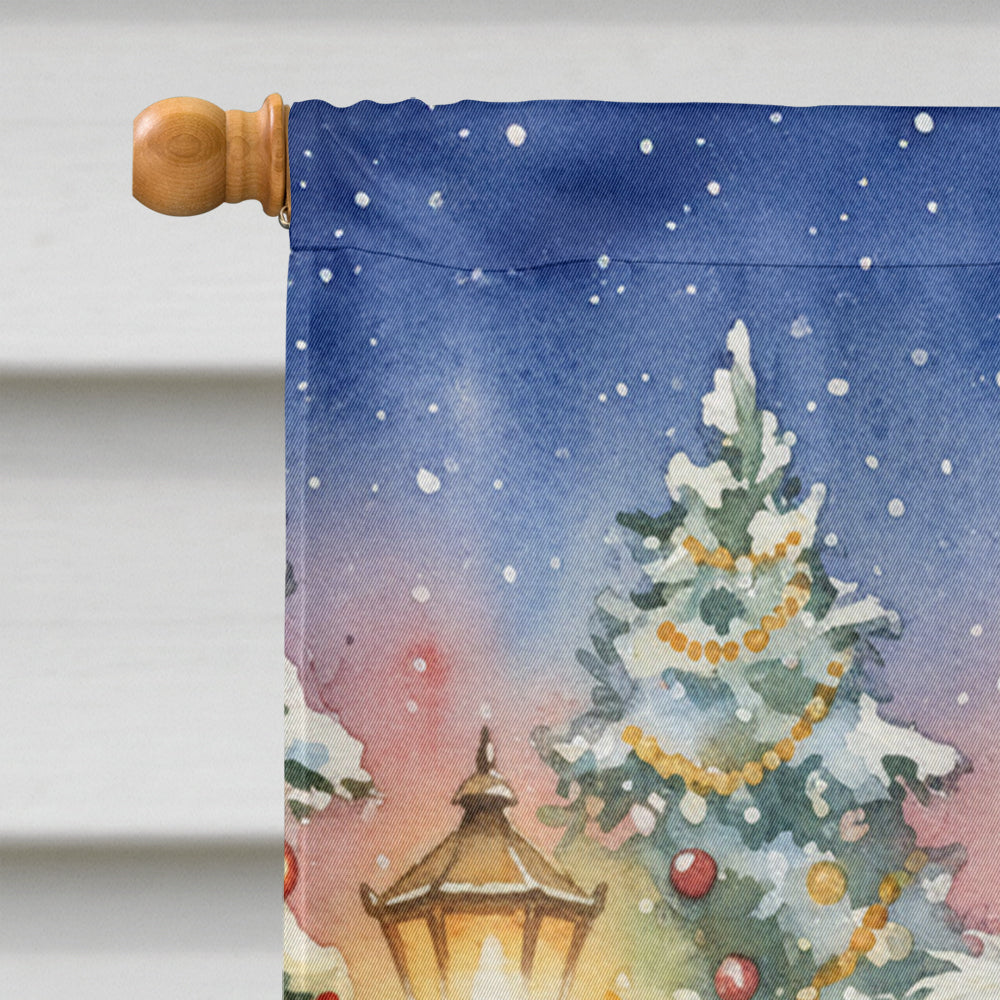 Old English Sheepdog with Santa Claus House Flag