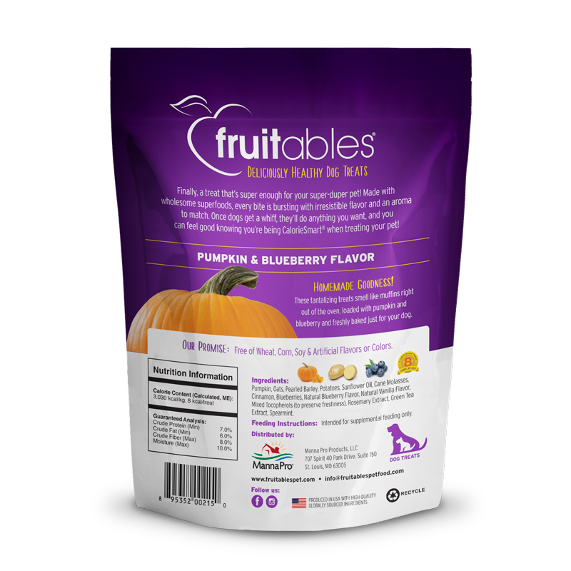 Fruitables Baked Pumpkin & Blueberry Dog Treats (7oz) - Fruitables Dog Treats - The Family Pet