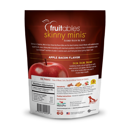 Fruitables Skinny Minis Apple Bacon Dog Treats (5oz) - Fruitables Dog Treats - The Family Pet