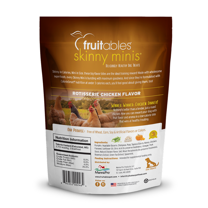 Fruitables Skinny Minis Rotisserie Chicken Dog Treats (5oz) - Fruitables Dog Treats - The Family Pet