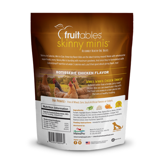 Fruitables Skinny Minis Rotisserie Chicken Dog Treats (5oz) - detail view