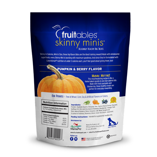 Fruitables Skinny Minis Pumpkin & Berry Dog Treats (5oz) - detail view
