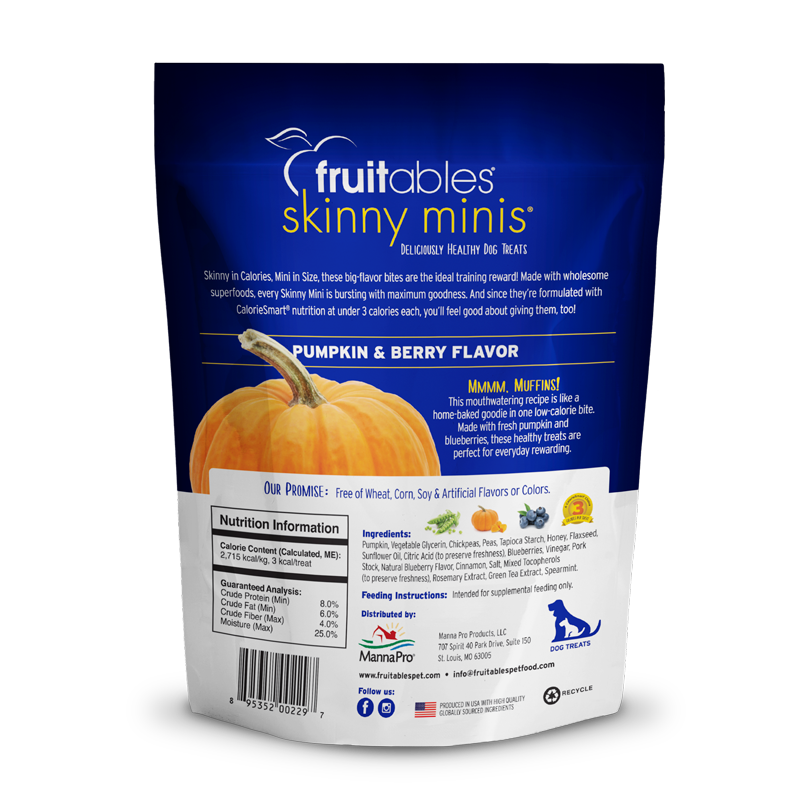 Fruitables Skinny Minis Pumpkin & Berry Dog Treats (5oz) - Fruitables Dog Treats - The Family Pet